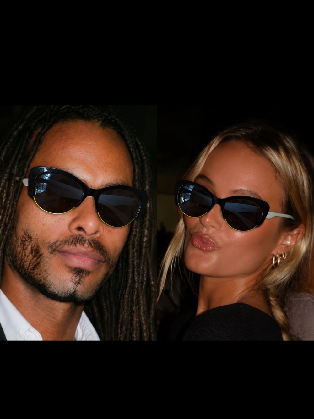 Dior Cat-Eye Sunglasses in Black with Yellow Accent